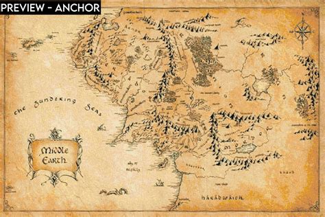 Middle Earth Map Cross Stitch Pattern