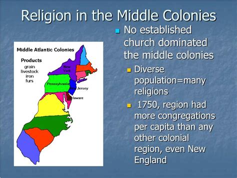 middle colonies religion chart