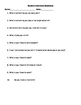 middle school student interview questions and answers