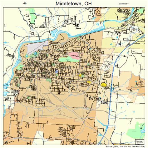 Middletown Ohio Printable Street Map