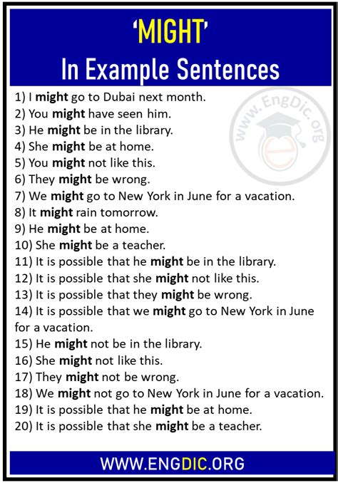 might sentences examples with answers