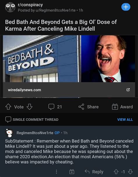 mike lindell and bed bath and beyond