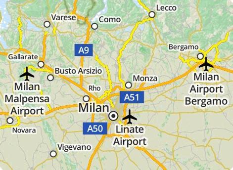 milan airport locations map