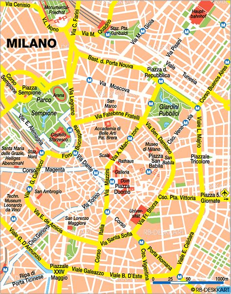 karta över Milano stad i Italien Väggkartor
