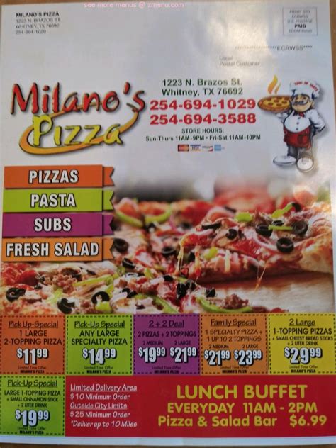 milano's pizza menu grandview tx