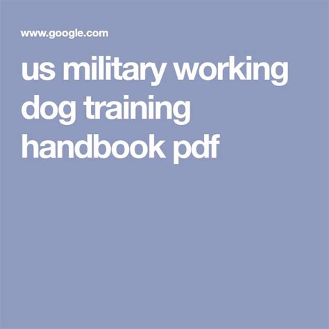 military working dog training manual pdf