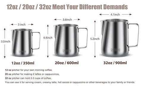 Milk Frothing Pitcher Sizes