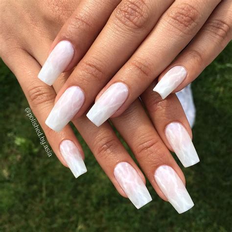 Milky White Nails With Glitter Tips