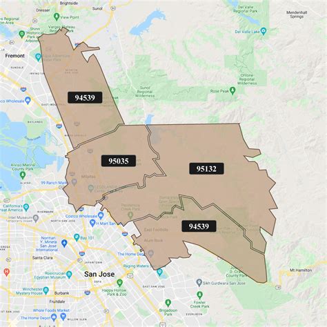 Milpitas Ca Zip Code Map