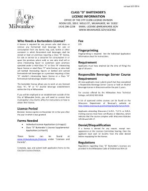 milwaukee county bartender license