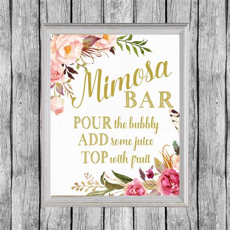 Mimosa Bar Printable Sign: A Perfect Addition To Your Party