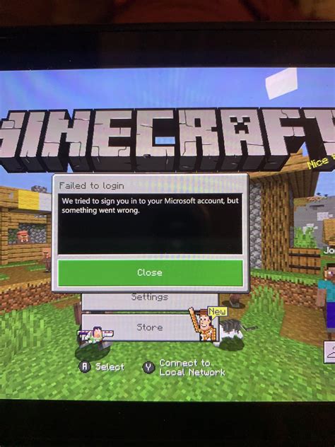 Unable to log in to Microsoft account on Minecraft for Nintendo Switch
