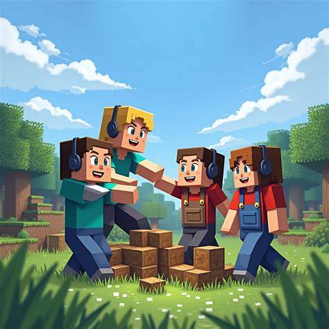 Minecraft characters playing