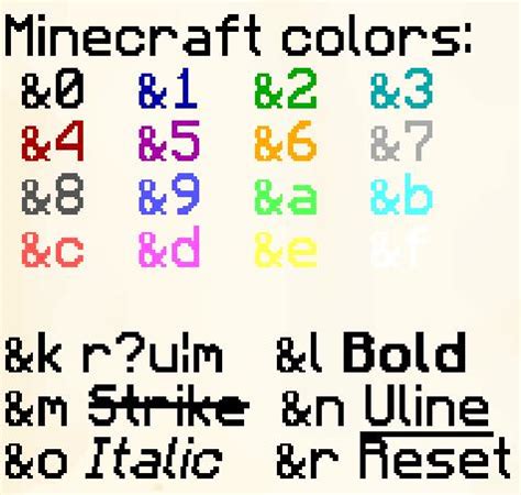minecraft chat color codes online