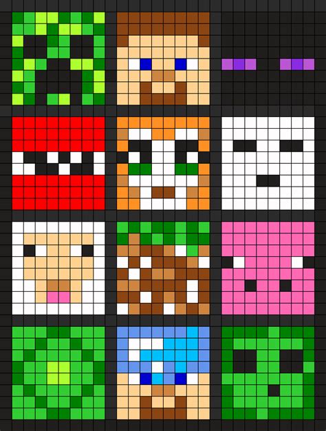 Minecraft Fuse Beads Printable Pattern