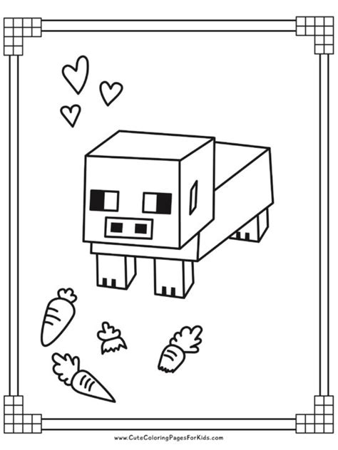minecraft pig coloring page printable template