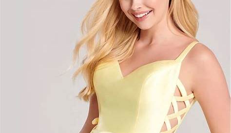 Mini Yellow Homecoming Dresses 2024 ALine Princess Satin Beading Vneck Sleeveless Short