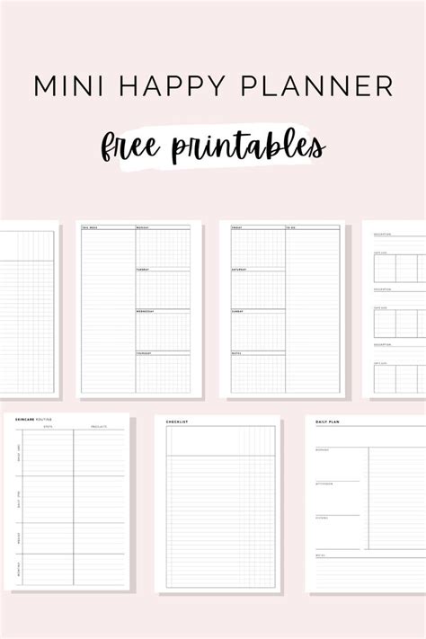 Mini Check Lists Happy Planner Printable