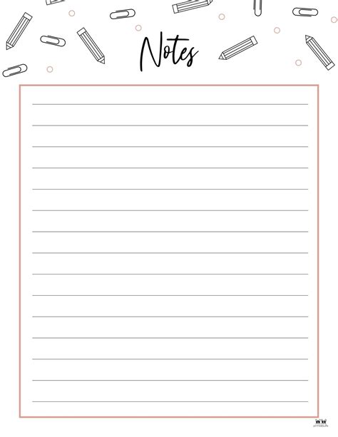 Mini Notes Thin Lines Printables