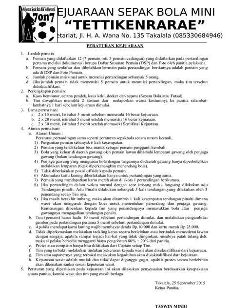 Mini Soccer Tournament Rules