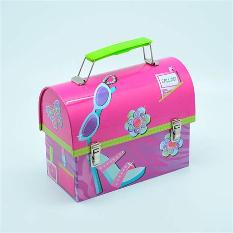 Antique Lunch Boxes With Plastic Handle , Mini Lunch Box Tins