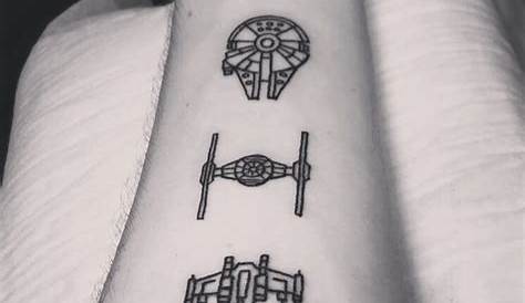 Black and white minimalist style Star Wars tattoo on the
