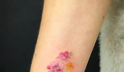 Minimalist Small Watercolor Flower Tattoo Unique Pink Ankle Ideas For