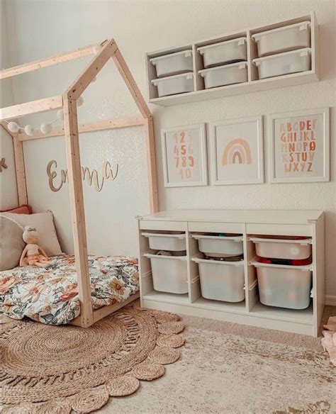Minimalist Toddler Bedroom with Bed with Storage