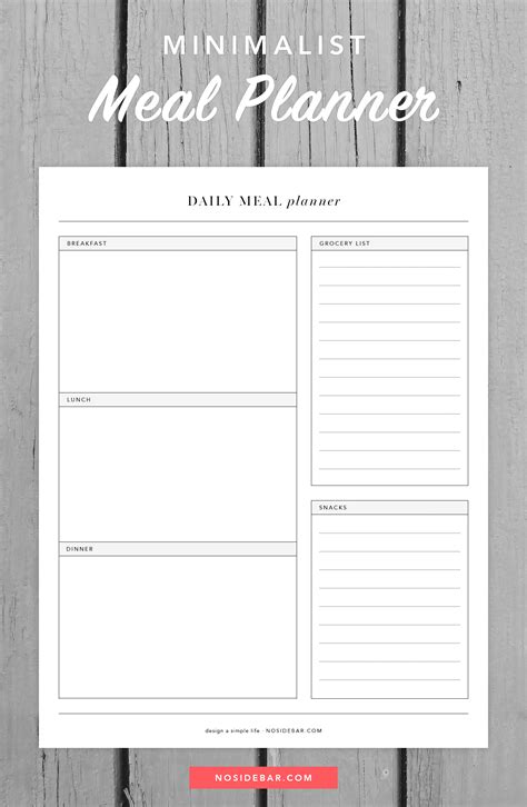 Minimalist Meal Planner Printable