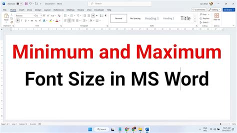 minimum and maximum font size in ms excel