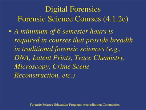 minimum requirements for forensic science