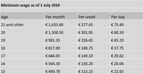 minimum salary netherlands hsm