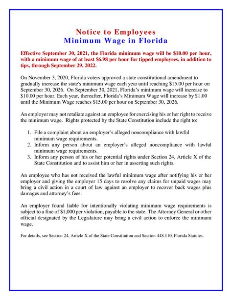 minimum wage florida 2022 printable