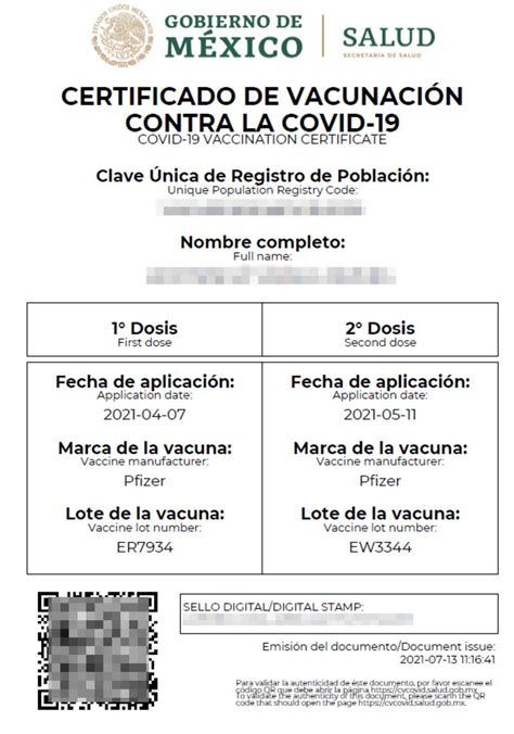 ministerio de salud certificado de vacunas