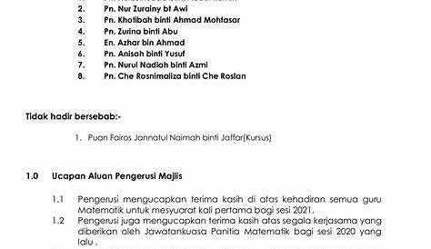Contoh Minit Mesyuarat Panitia Bahasa Melayu Kali Kedua 2021 - IMAGESEE