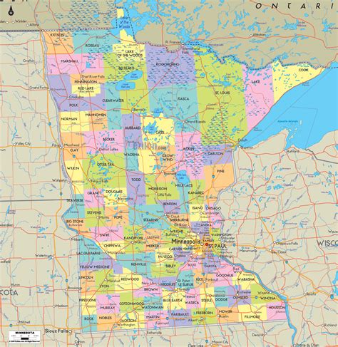 Map of Minnesota roads and highways. Large detailed map of Minnesota state