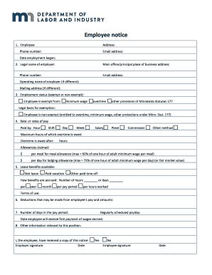 minnesota department of labor employee notice