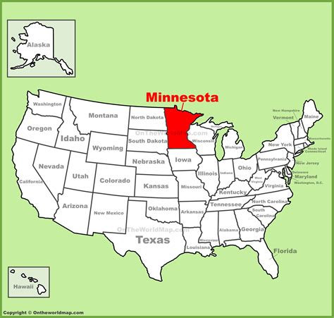 Minnesota location on the U.S. Map