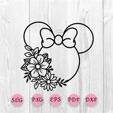 Floral Minnie mouse ears svg bundle Disney svg Flower wreath Etsy