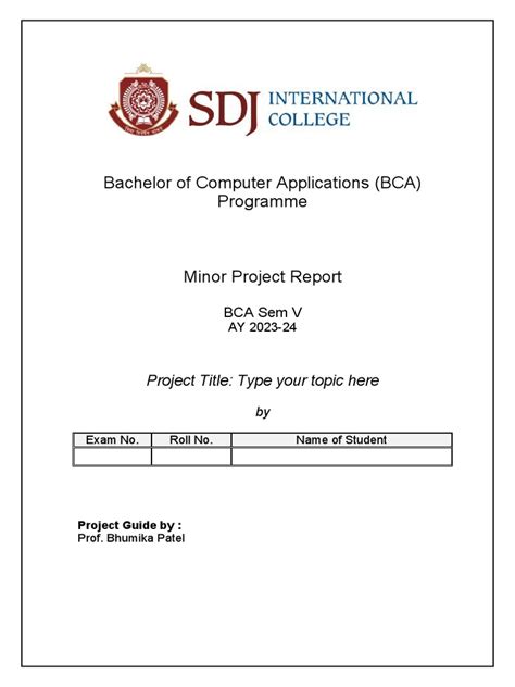 minor project report format for computer science