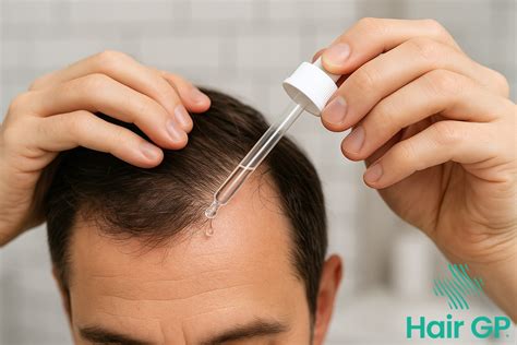 Minoxidil User Applying Solution to Scalp
