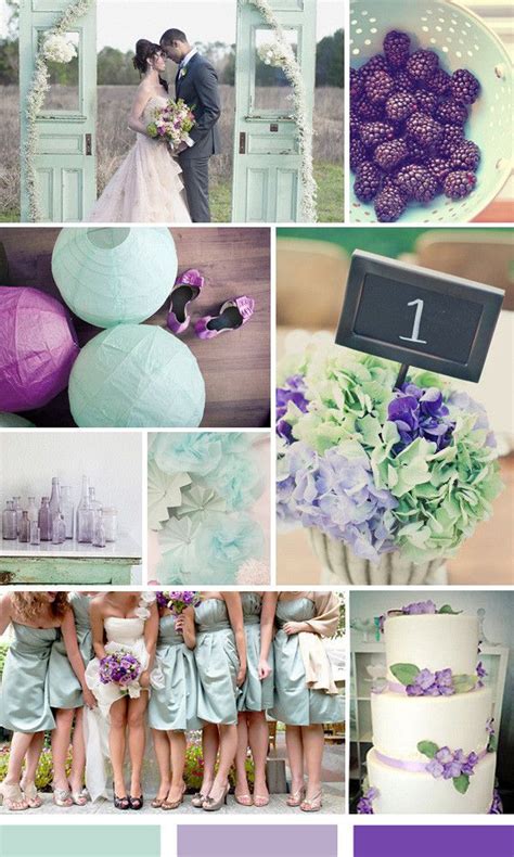 Bright Purple and Mint Reception Tables Mint green wedding