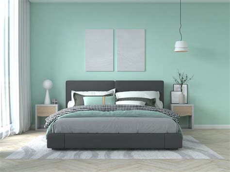 Mint Green And Gray Bedroom