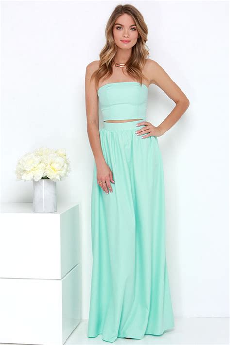 mint green two piece outfit