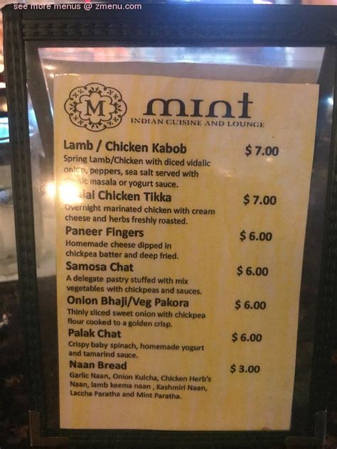 Mint Indian Restaurant Menu