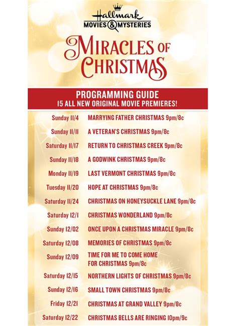 Miracle of Christmas Theater Schedule