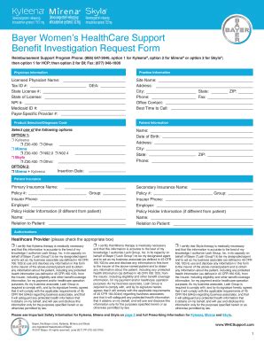 mirena iud benefit request form
