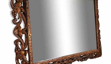 Miroir Rococo cadre bois sculpté et peinture "or" 88x68cm