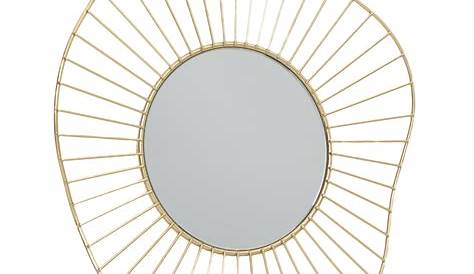 Miroir Filaire Dore En Métal Plume Diam. 60 Cm Doré