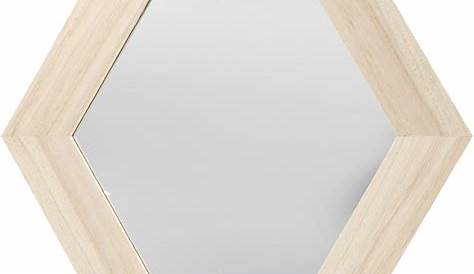 Miroir Hexagonal Bois Mural Contemporain En Sheesham L. 30